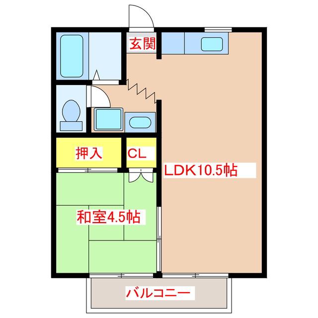 シェスタTOMO(1LDK/2階)の間取り写真