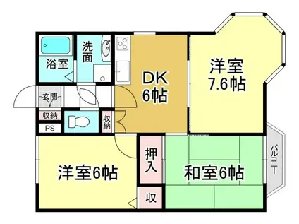 ウイングベルビワコ(3DK/3階)の間取り写真