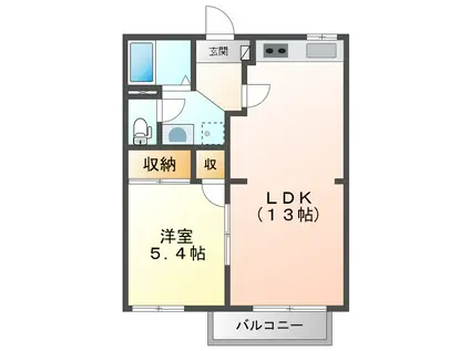 ルミエールさかざき A棟(1LDK/2階)の間取り写真