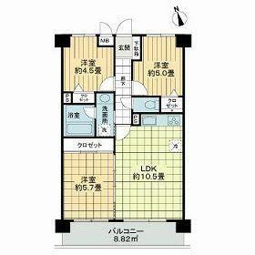 ライオンズガーデン浦和西(3LDK/5階)の間取り写真