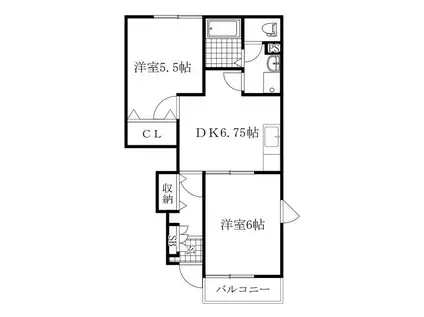 メゾンドールⅡ(2DK/1階)の間取り写真