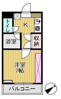 プリンスマンション(1K/2階)の間取り写真