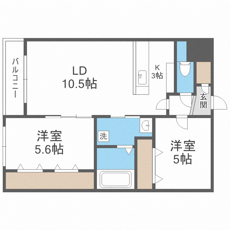 アトランティス ハッサム(2LDK/4階)の間取り写真
