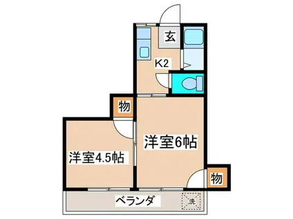 ハイツ愛花夢(2K/2階)の間取り写真