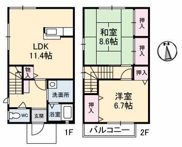 ペアハウス多田(2LDK/1階)の間取り写真