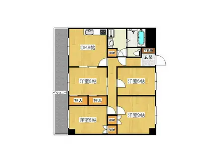 プレジデント屋島(4DK/2階)の間取り写真