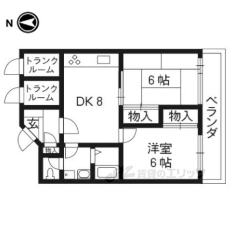 メゾンドール東条(2LDK/2階)の間取り写真