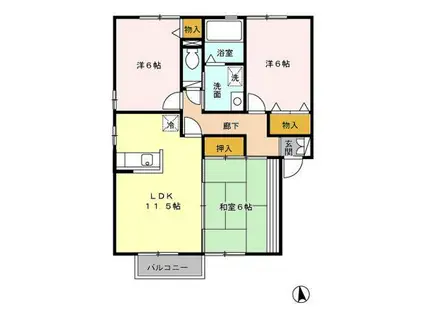 メゾン・ド・ボヌールA・B(3LDK/2階)の間取り写真