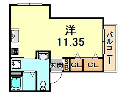 第3湊川マンション(ワンルーム/2階)の間取り写真