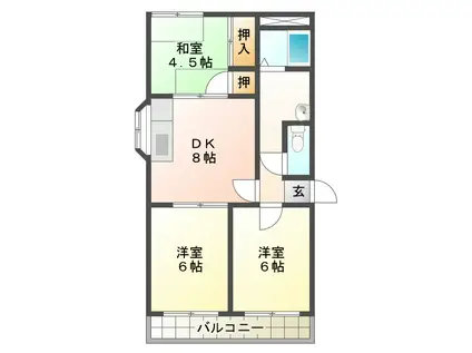 ベイシティ鈴鹿(3DK/2階)の間取り写真