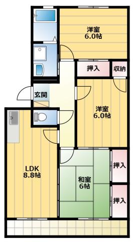 コーポ仲田(3LDK/2階)の間取り写真