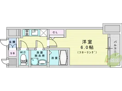 エスリード ザ・グラン大阪ノース(1K/7階)の間取り写真