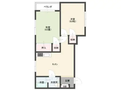 ヴィラ丸山(2DK/2階)の間取り写真