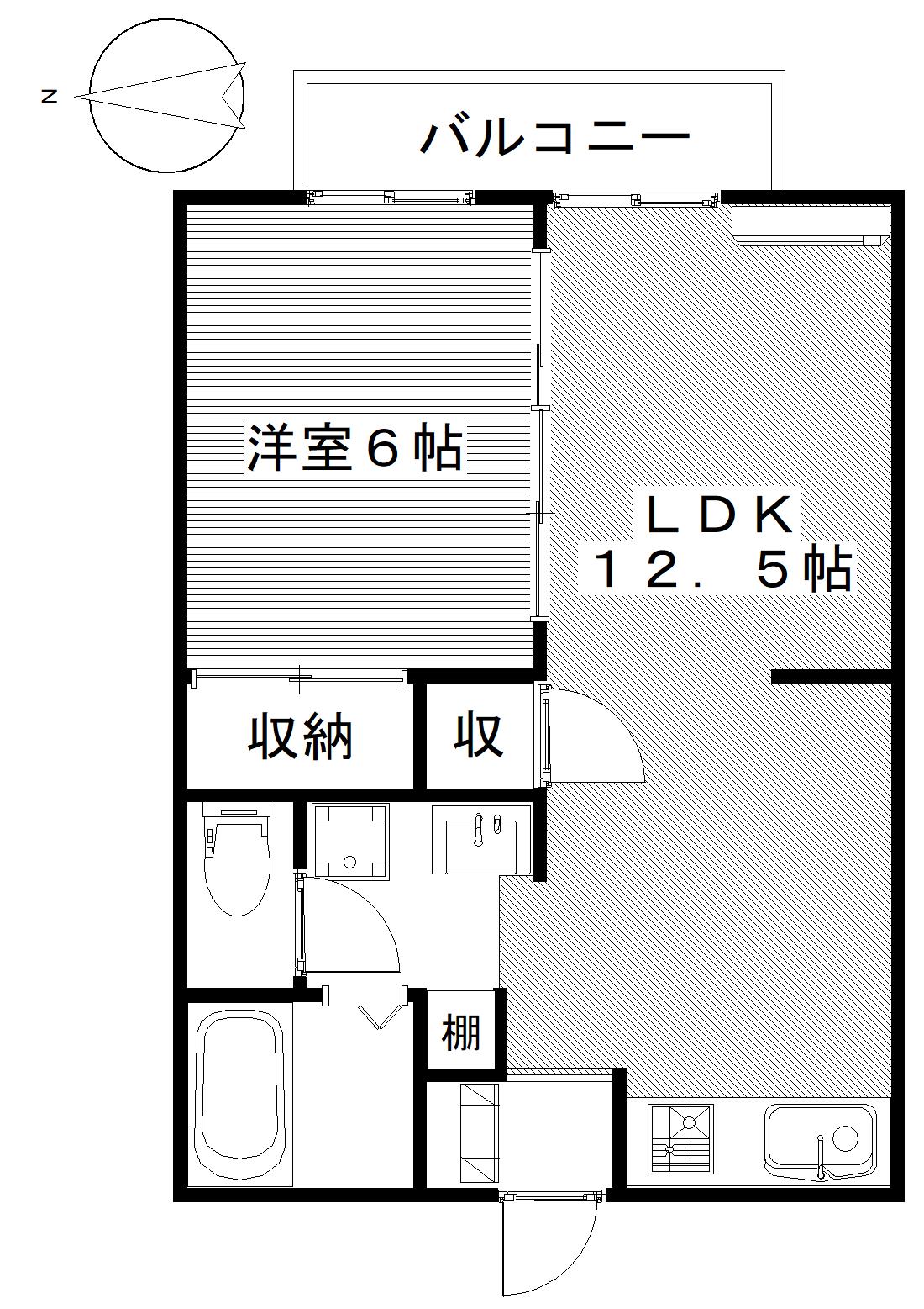 エタニティ広瀬(1LDK/1階)の間取り写真