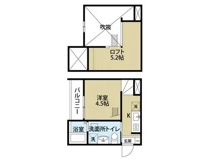 ALEX本陣(1K/2階)の間取り写真
