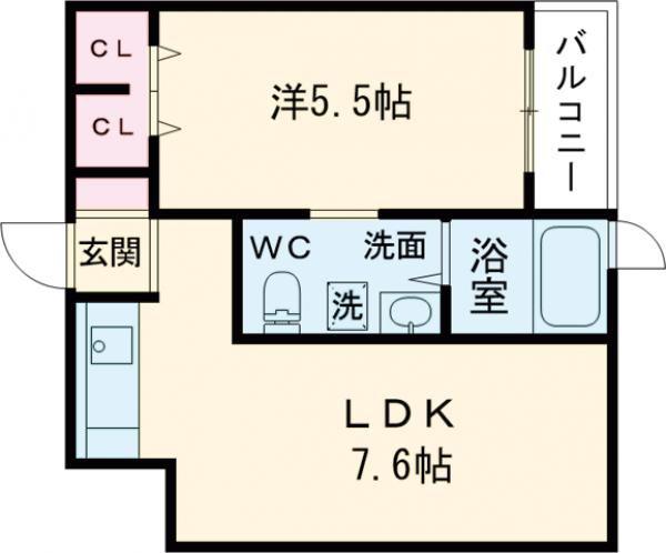 リーベ上東雲(1LDK/4階)の間取り写真