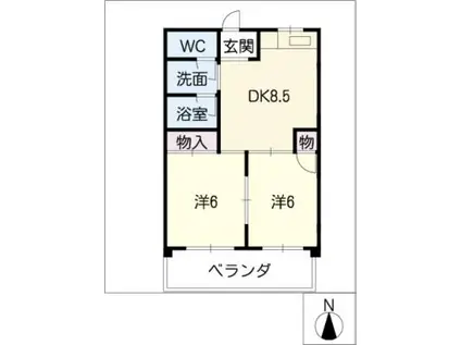 アーバンハイツ太田(2DK/4階)の間取り写真