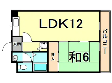 阪急今津線 門戸厄神駅 徒歩10分 3階建 築37年(1LDK/3階)の間取り写真