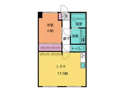 アーバンハイツ利平治(1LDK/2階)の間取り写真