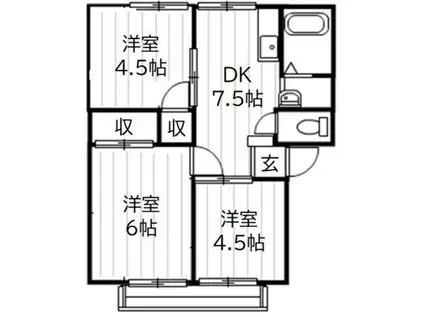 メゾン有明 A(3DK/2階)の間取り写真