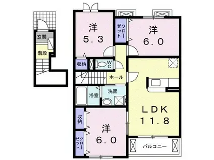 リバーサイド無限∞ II(3LDK/2階)の間取り写真