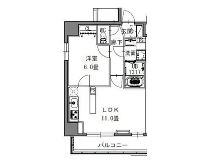 エスレジデンス新御徒町ウエスト(1LDK/4階)の間取り写真