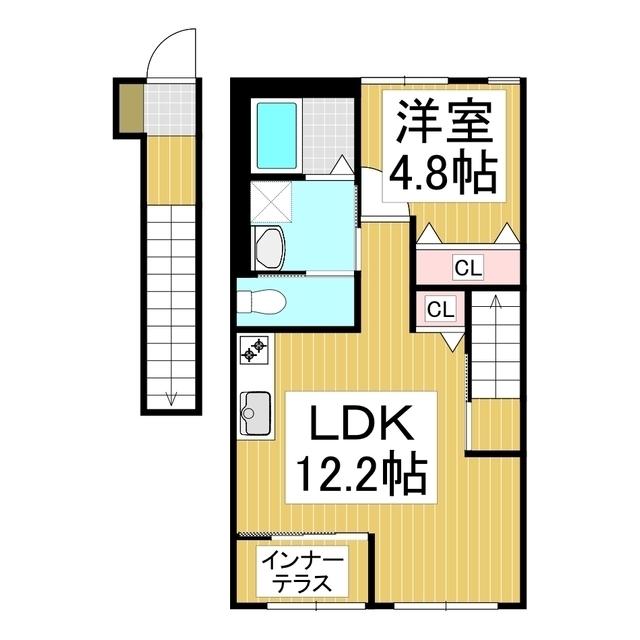 グランデージ松ヶ丘(1LDK/2階)の間取り写真