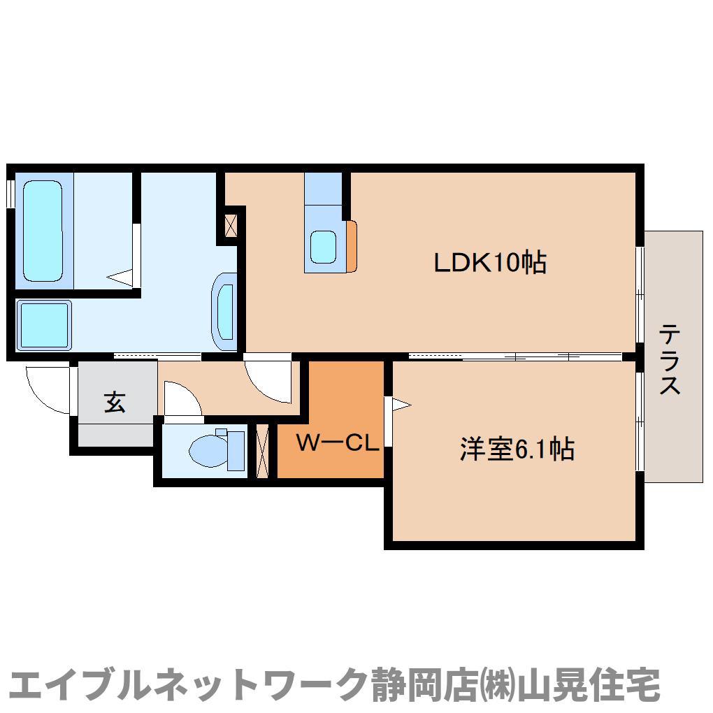 アルカディアA(1LDK/1階)の間取り写真