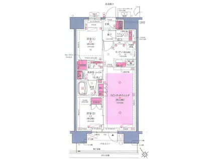 クレヴィア上野入谷(2LDK/7階)の間取り写真