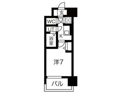 レジュールアッシュウエストレジス(1K/3階)の間取り写真
