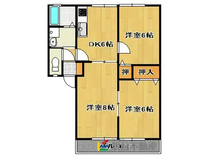 シティハイムアバンテ(3DK/2階)の間取り写真