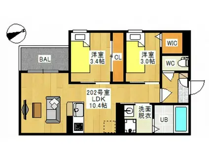REGALEST LUCENTE(2LDK/2階)の間取り写真