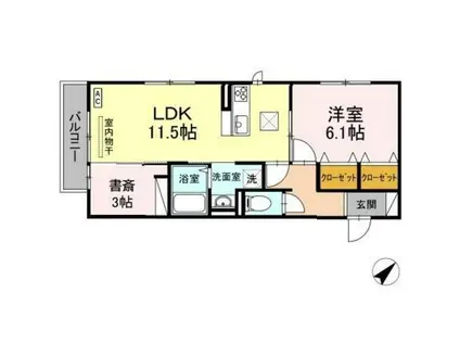 メゾン・ド・ソレイユ(1LDK/1階)の間取り写真