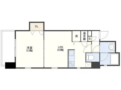 ナインティーン未夏(1LDK/4階)の間取り写真