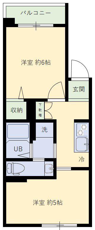 東中野ローヤルコーポ(2K/4階)の間取り写真