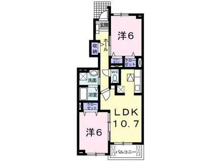 サニーヴィレッジIII(2LDK/1階)の間取り写真