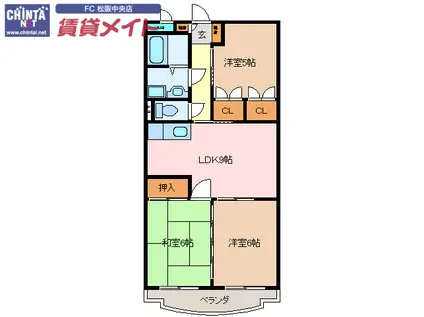 アルカンシエル(3LDK/4階)の間取り写真