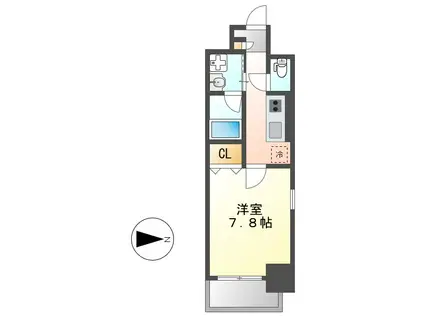 シェリール東桜(1K/8階)の間取り写真