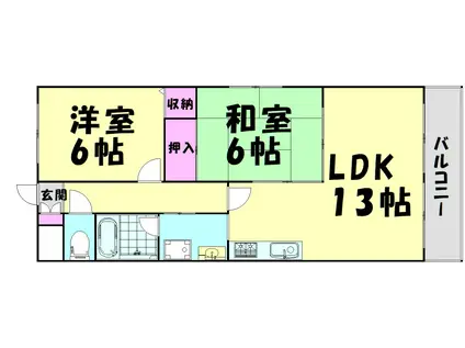 リオンガーデン古屋(2LDK/1階)の間取り写真
