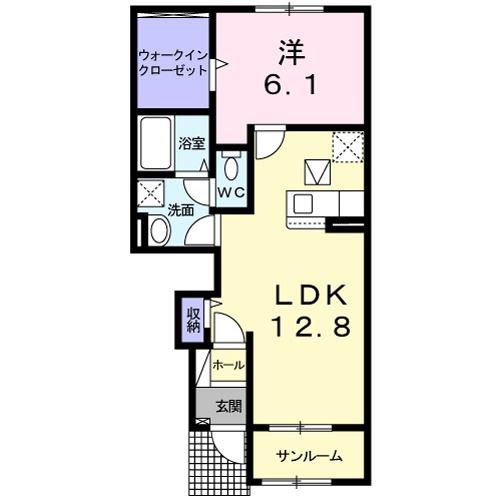 ラ エストレーヤ C(1LDK/1階)の間取り写真