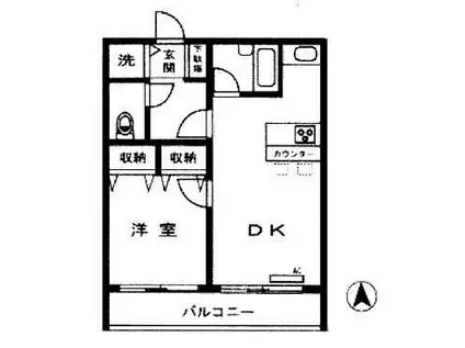 ルミネ三田(1DK/3階)の間取り写真