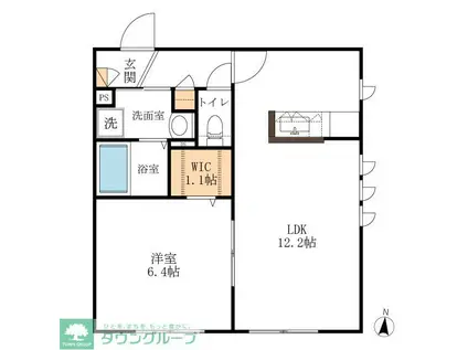 グランヴィラ虹ヶ丘(1LDK/1階)の間取り写真