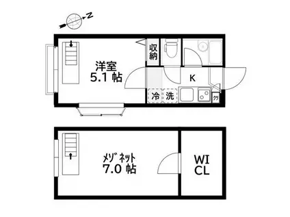 ヒルサイド清瀬(2K/1階)の間取り写真