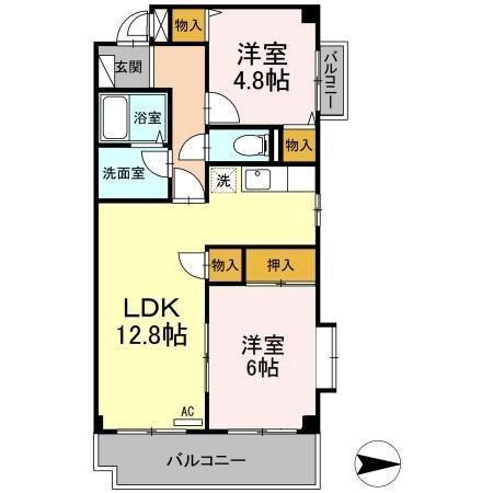 ポサーダけやき(2LDK/4階)の間取り写真