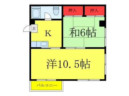 サンライズコーポ(2K/4階)の間取り写真