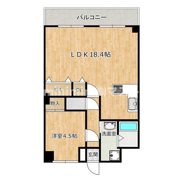 セザール難波西(1LDK/6階)の間取り写真