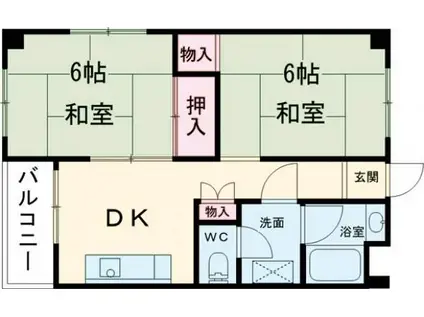 翠香マンション(2DK/2階)の間取り写真