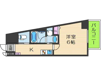 エストゥルースプラス大阪福島(1K/6階)の間取り写真