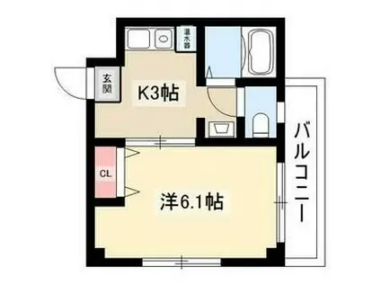 ARK中村公園南(ワンルーム/3階)の間取り写真