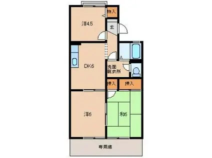 グリーンフル岩中(3DK/1階)の間取り写真